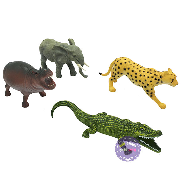 Bộ 4 con thú rừng đại: beo, voi, hà mã, cá sấu Animal Kingdom