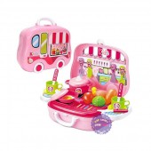 Hộp đồ chơi vali bếp ga & dụng cụ nấu ăn hình ô tô 26 món