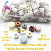Sứ lọc nước bể cá Sứ Viên Tròn Đủ Màu vật liệu lọc hồ cá cảnh túi 200 gram