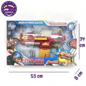 Hộp đồ chơi súng bắn đạn xốp có BĂNG ĐẠN người Sắt SB381