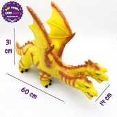 Đồ chơi rồng vàng 3 đầu có cánh bằng cao su dùng pin JX106-2A