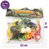 Bộ 12 con khủng long màu + 2 cây + 2 trứng bằng nhựa HJ468-1