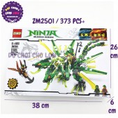 Hộp đồ chơi lắp ráp Ninja rồng 3 đầu XANH LÁ ZIMO 373 miếng ZM2501