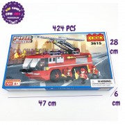 Hộp đồ chơi lắp ráp xe cứu hỏa thang COGO 424 miếng 3615