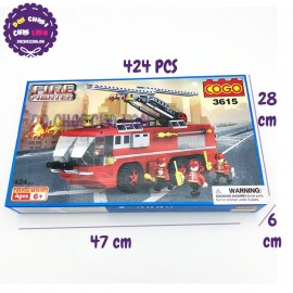 Hộp đồ chơi lắp ráp xe cứu hỏa thang COGO 424 miếng 3615