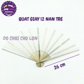 Cây quạt cầm tay bằng giấy TRẮNG nan tre 26 cm