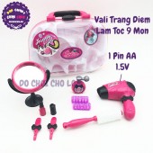 Hộp đồ chơi vali trang điểm làm tóc 9 món dùng pin BJ1305