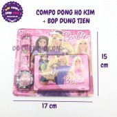 Vỉ đồ chơi đồng hồ kim và bóp đựng tiền hình Barbie M301-18