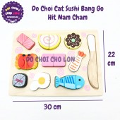 Đồ chơi thớt cắt SUSHI & dao bằng gỗ hít nam châm C14207