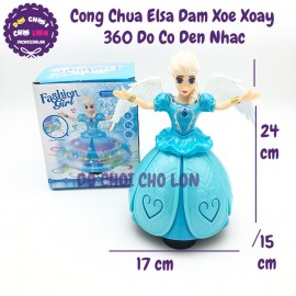 Đồ chơi công chúa Elsa đầm nhựa xòe xoay 360 độ có đèn nhạc HX132
