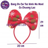 Băng đô cài tóc Noel hình Nơ có chuông lắc bằng vải nỉ