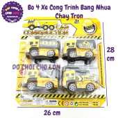 Vỉ đồ chơi 4 xe công trình VÀNG YM-A40 bằng nhựa chạy trớn