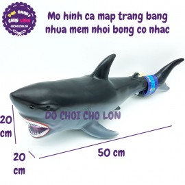 Đồ chơi mô hình cá mập trắng bằng nhựa mềm nhồi bông có nhạc 0011