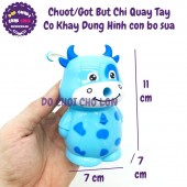 Chuốt Gọt Bút Chì quay tay có khay đựng hình con bò sữa 7816