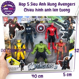 Hộp đồ chơi mô hình 5 siêu anh hùng Avengers chiếu ảnh lên tường 0892-1