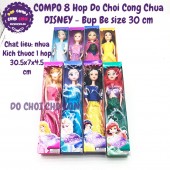 Bộ 8 hộp đồ chơi công chúa Disney búp bê size 30 cm 8011B