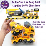 Đồ chơi 4 xe công trình lắp ráp ốc vít chạy trớn 666-30