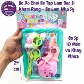 Đồ chơi bác sĩ khám răng 10 món và khay bằng nhựa bé tập làm nha sỹ 714-2