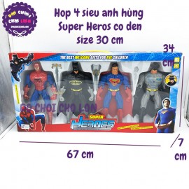 Hộp đồ chơi 4 siêu anh hùng Super Heroes dùng pin có đèn size 30 cm 8881