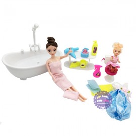 Hộp đồ chơi bồn tắm xịt nước cho búp bê Lelia & búp bê nhí dùng pin