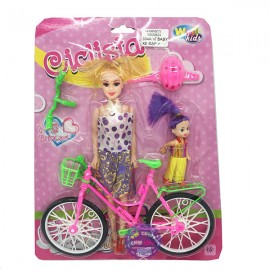 Vỉ đồ chơi búp bê đạp xe đạp & búp bê nhí