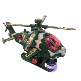 Hộp đồ chơi máy bay trực thăng quân đội nâu chạy pin có đèn nhạc