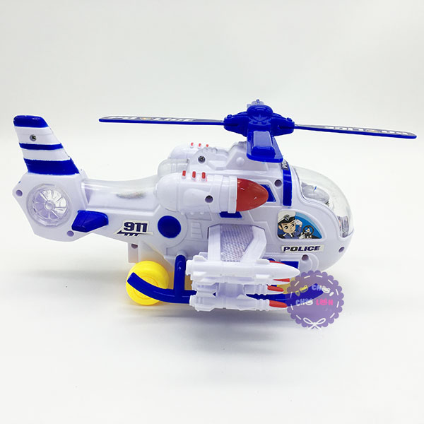 Hộp đồ chơi máy bay trực thăng cảnh sát chiến đấu chạy pin có đèn nhạc