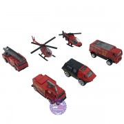 Hộp đồ chơi các loại xe cứu hỏa bằng sắt 6 chiếc 1:87