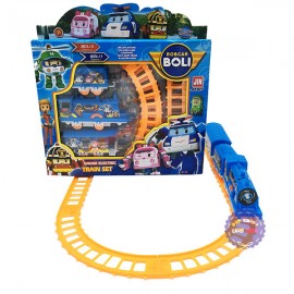 Hộp đồ chơi đường ray xe lửa tàu hỏa Poli chạy pin