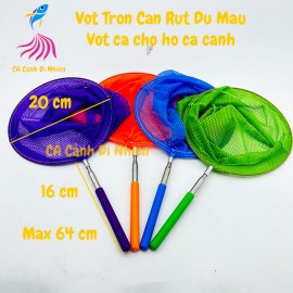Vợt tròn bắt cá vớt cá cán rút ĐỦ MÀU đường kính 20 cm cho hồ cá cảnh