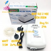 Máy Sủi Khí Oxy 2 Vòi Tích Điện Jebo 9970 3.5W cho hồ cá