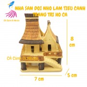 Nhà sàn đôi NHỎ làm tiểu cảnh trang trí cho bể cá mini size 8x7x5 cm