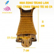 Nhà rong trung bằng gốm men làm tiểu cảnh hồ cá size 11x7 cm