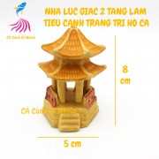 Nhà lục giác 2 tầng nhỏ làm tiểu cảnh trang trí cho hồ cá size 8x5 cm