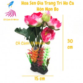 Hoa sen giả ĐẾ ĐÁ 30 cm làm tiều cảnh trang trí hồ cá, hòn non bộ
