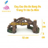 Cây cầu giả gỗ nhỏ bằng đá làm tiểu cảnh trang trí hồ cá YS-341