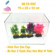 Hồ kính đúc nuôi cá thủy sinh 2 cạnh uốn cong bể size 45x28x30 cm