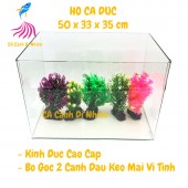 Hồ kính đúc nuôi cá thủy sinh 2 cạnh uốn cong bể size 50x33x35 cm
