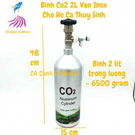 Bình CO2 Aluminum Cylinder 2 Lít van Inox cho hồ cá thủy sinh