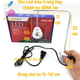 Đèn LED XIMA 3W màu trắng kẹp thành hồ cá size 15-40 cm Mini-3B