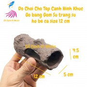 Đồ chơi cho tép cảnh hình KHÚC GỖ 12 cm bằng gốm trang trí hồ cá