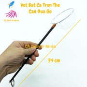 Vợt bắt cá tròn lưới the cán đũa gỗ dài 34 CM