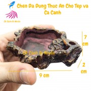 Chén đá đựng thức ăn cho tép kiểu dáng gỗ tự nhiên size 9 cm