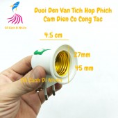 Đuôi đèn vặn tích hợp phích cắm điện chân tròn có công tắc E27