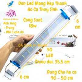 Đèn LED máng kẹp thành hồ cá 40-50 cm 18W 2 dãy màu TRẮNG - ĐỔI MÀU 30 LED P400