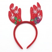 Băng đô cài tóc sừng tuần lộc Noel trái dâu bằng vải nỉ