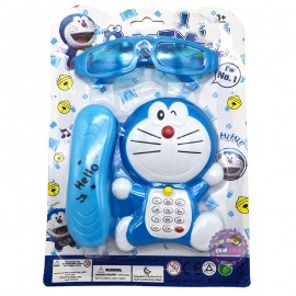 Vỉ đồ chơi điện thoại bàn Doraemon & mắt kiếng có đèn nhạc