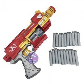 Hộp đồ chơi súng bắn đạn xốp tự động dùng pin người sắt