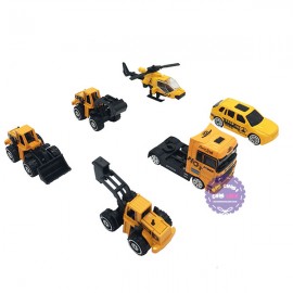 Hộp đồ chơi các loại xe công trình bằng sắt 6 chiếc Die-Cast Model