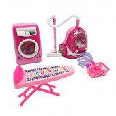 Hộp đồ chơi nhà bếp: máy giặt, bàn ủi, máy hút bụi, móc phơi dùng pin 